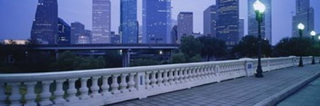Buildings lit up at dusk Houston Texas USA Canvas Art - Panoramic Images (18 x 6)