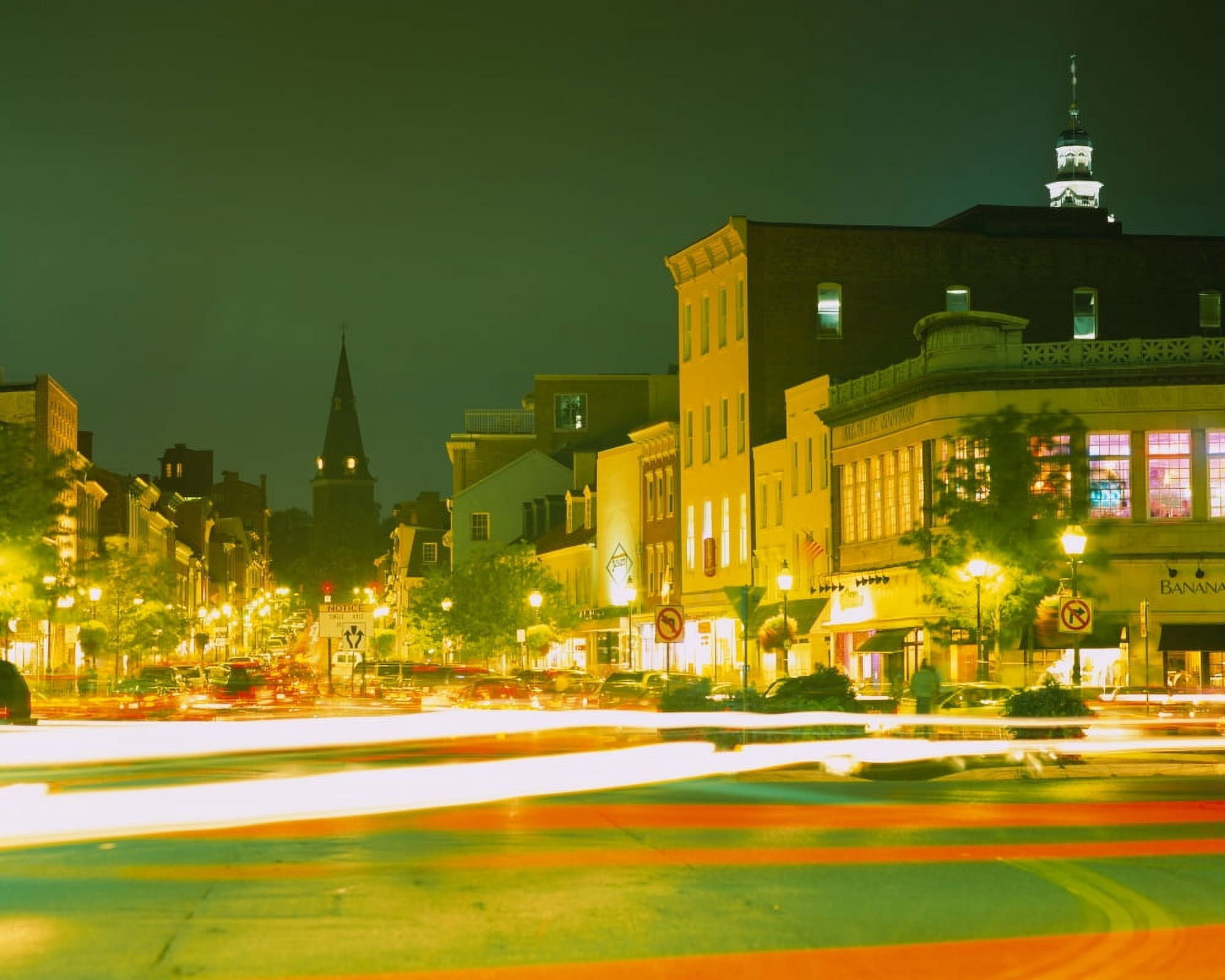 Buildings lit up at night Annapolis Maryland USA Canvas Art - Panoramic Images (22 x 27)