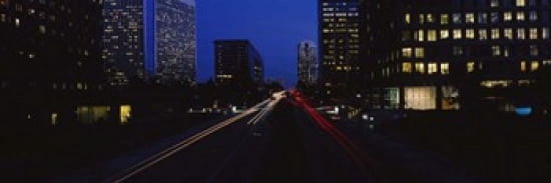 Buildings lit up at night Century City Los Angeles California USA Canvas Art - Panoramic Images (18 x 6)