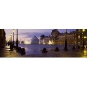 Buildings lit up at night, Louvre Museum, Paris, France Poster Print 18 x 6