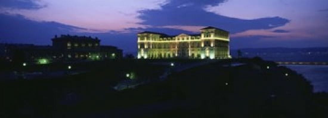 Buildings lit up at night Palais Due Pharo Marseille Bouches-Du-Rhone Provence-Alpes-Cote Daze France Canvas Art - Panoramic Images (18 x 7)