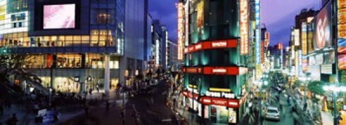 Buildings lit up at night Shinjuku Ward Tokyo Prefecture Kanto Region Japan Canvas Art - Panoramic Images (18 x 7)
