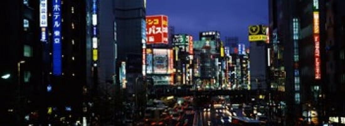 Buildings lit up at night Shinjuku Ward Tokyo Prefecture Kanto Region Japan Canvas Art - Panoramic Images (36 x 13)