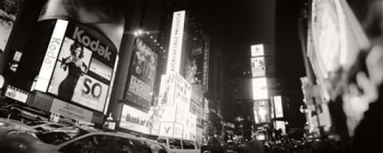 Buildings lit up at night Times Square Manhattan New York City New York State USA Canvas Art - Panoramic Images (30 x 12)