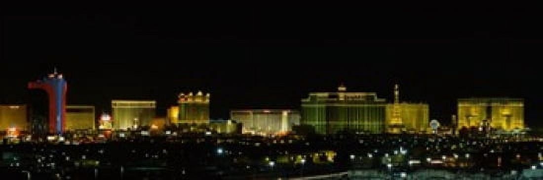Buildings lit up at night in a city Las Vegas Nevada USA Canvas Art - Panoramic Images (15 x 5)