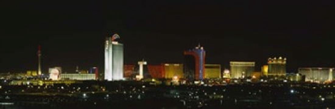 Buildings lit up at night in a city Las Vegas Nevada USA Canvas Art - Panoramic Images (36 x 12)