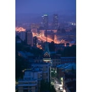 Buildings lit up at night in a city, Sarajevo, Bosnia and Hercegovina Poster Print (27 x 9)