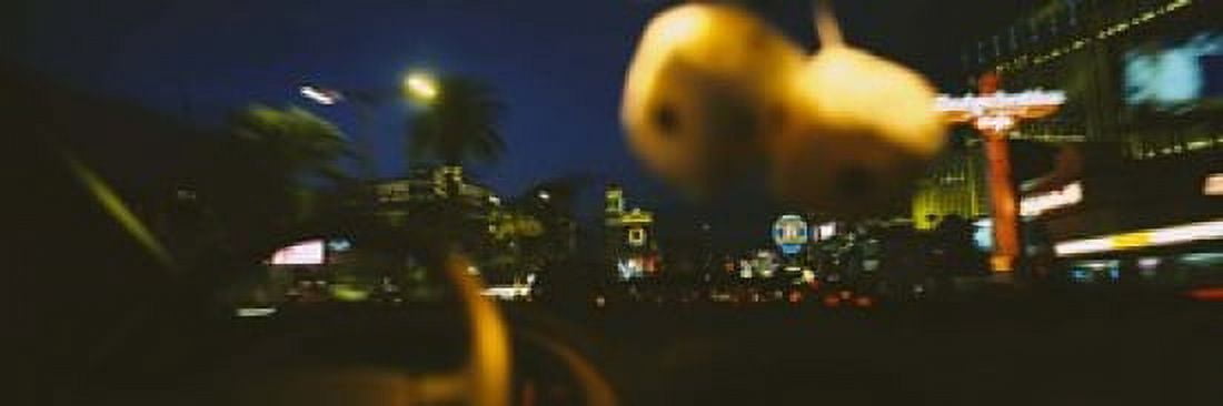 Buildings lit up at night viewed through a car Las Vegas Nevada USA Canvas Art - Panoramic Images (18 x 6)