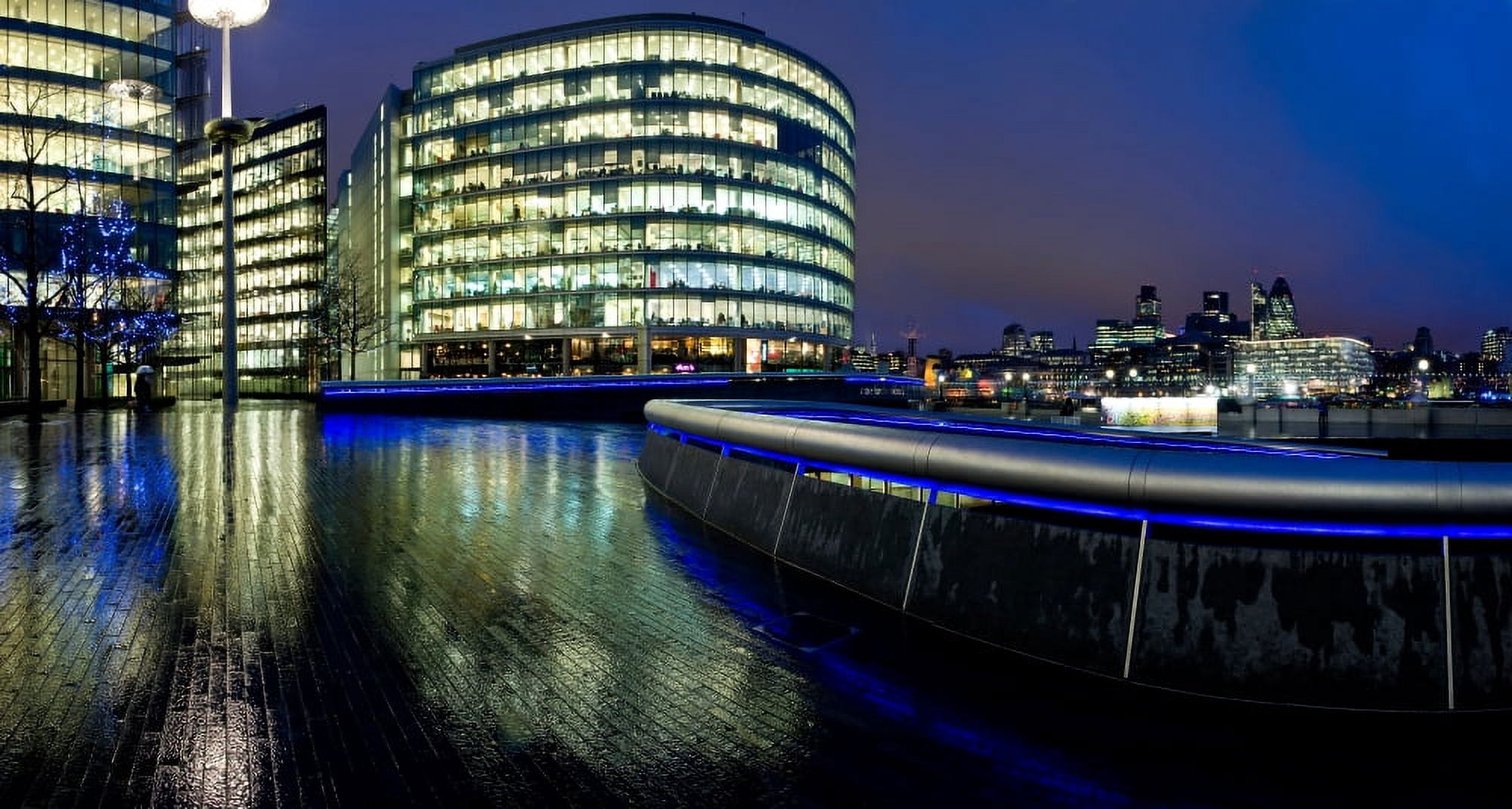 Buildings near City Hall at night Southwark London England Canvas Art - Panoramic Images (17 x 9)