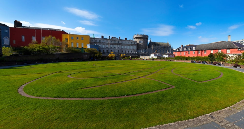 Buildings near a castle Dublin Castle Dublin Republic of Ireland Canvas Art - Panoramic Images (36 x 12)