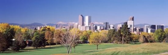 Buildings of Downtown Denver Colorado USA Canvas Art - Panoramic Images (36 x 12)