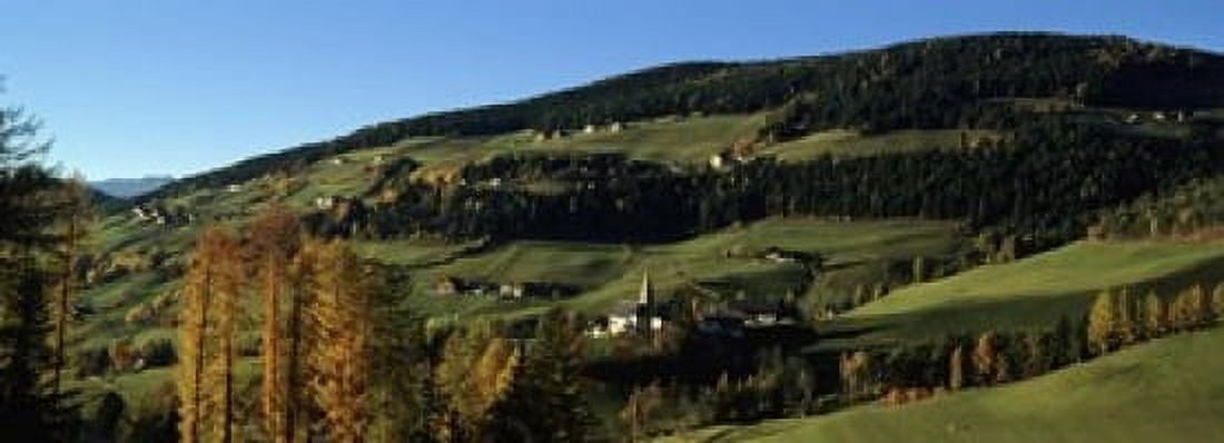 Buildings on a landscape Dolomites Funes Valley Tyrol Italy Canvas Art - Panoramic Images (18 x 7)