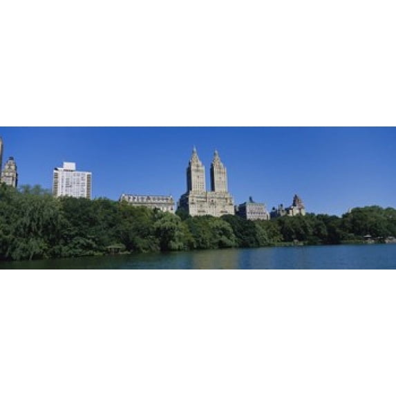 Buildings on the bank of a lake, Manhattan, New York City, New York State, USA Poster Print (18 x 7)