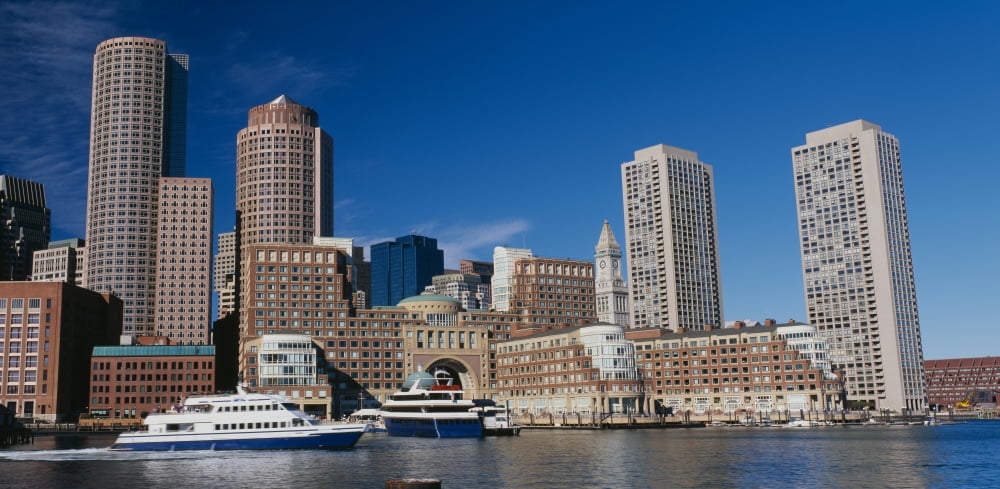 Buildings on the waterfront Boston Massachusetts USA Canvas Art - Panoramic Images (36 x 12)