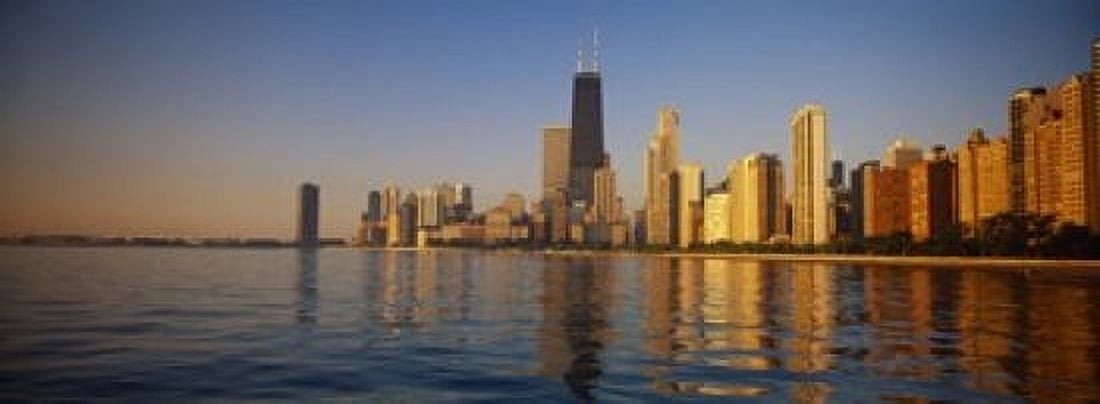 Buildings on the waterfront Chicago Illinois USA Canvas Art - Panoramic Images (18 x 7)