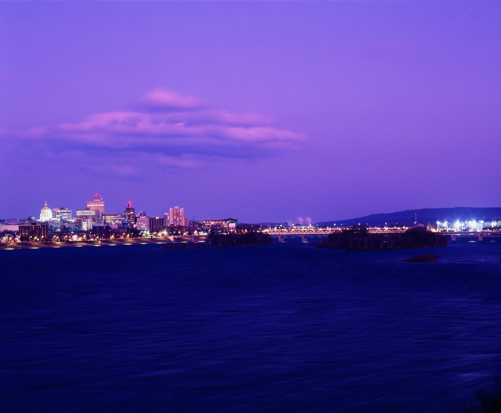 Buildings on the waterfront Harrisburg Pennsylvania USA Canvas Art - Panoramic Images (12 x 36)