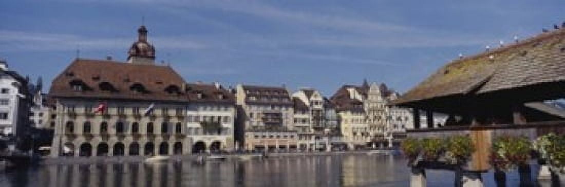 Buildings on the waterfront Lucerne Switzerland Canvas Art - Panoramic Images (18 x 6)