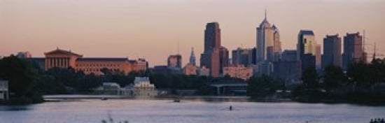 Buildings on the waterfront Philadelphia Pennsylvania USA Canvas Art - Panoramic Images (36 x 12)