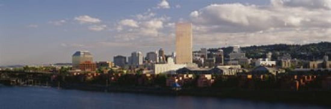 Buildings on the waterfront Portland Oregon USA Canvas Art - Panoramic Images (18 x 6)