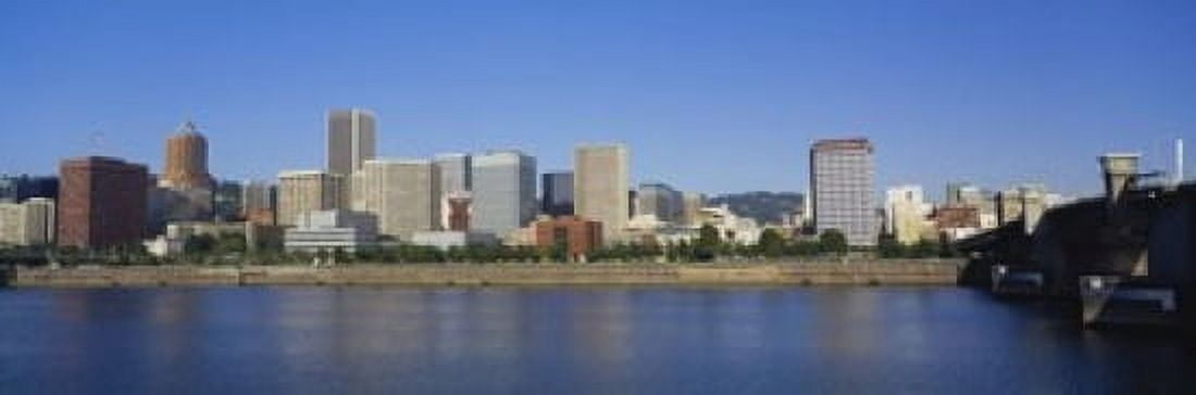 Buildings on the waterfront Portland Oregon USA Canvas Art - Panoramic Images (18 x 6)