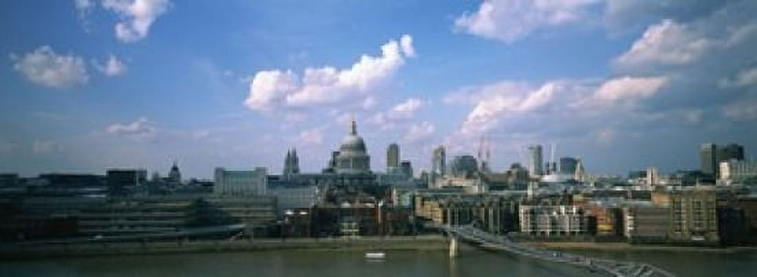 Buildings on the waterfront St Pauls Cathedral London England Canvas Art - Panoramic Images (18 x 7)