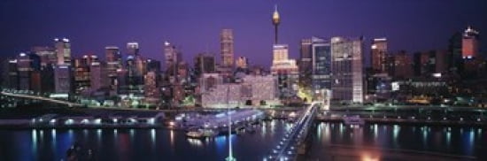 Buildings on the waterfront Sydney Australia Canvas Art - Panoramic Images (36 x 12)