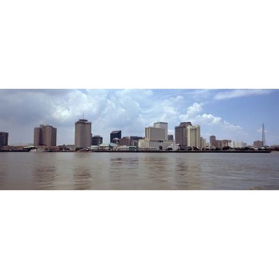 Buildings viewed from the deck of Algiers ferry New Orleans Louisiana USA Canvas Art - Panoramic Images (18 x 7)