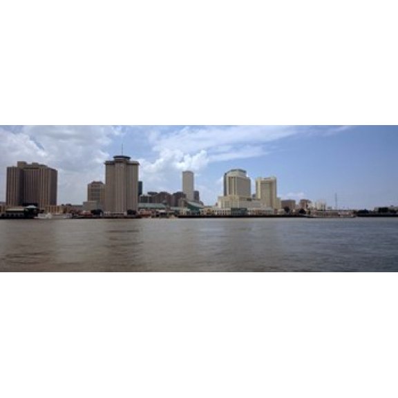 Buildings viewed from the deck of Algiers ferry New Orleans Louisiana USA Canvas Art - Panoramic Images (36 x 13)