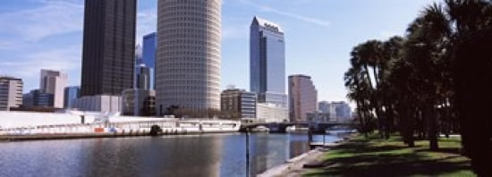 Buildings viewed from the riverside Hillsborough River University Of Tampa Tampa Hillsborough County Florida USA Canvas Art - Panoramic Images (36 x 13)
