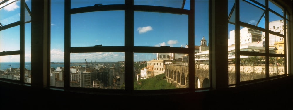 Buildings viewed through from a window of Lacerda Elevator Pelourinho Salvador Bahia Brazil Canvas Art - Panoramic Images (36 x 12)