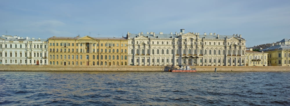Buildings at the waterfront Winter Palace State Hermitage Museum Neva River Palace Square St Petersburg Russia Canvas Art - Panoramic Images (36 x 12)