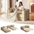 thumbnail image 1 of 59in Convertible Sofa Bed Corduroy Boneless Couch Bed Foldable Sofa Bed Pull Out Bed Futon Sleeper Sofa No Assembly, 1 of 7