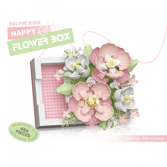 Builindg Block Flower Frame Buildable 3D Photo Frame & Secret Jewelry Gift Box 494 Pieces Creative Toys Set for Adults Valentine's Mother's Day DIY Decor