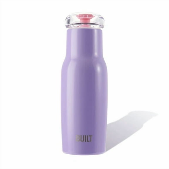 Built 14-Ounce Flip Top Water Bottle In Lavender Metal - Stainless