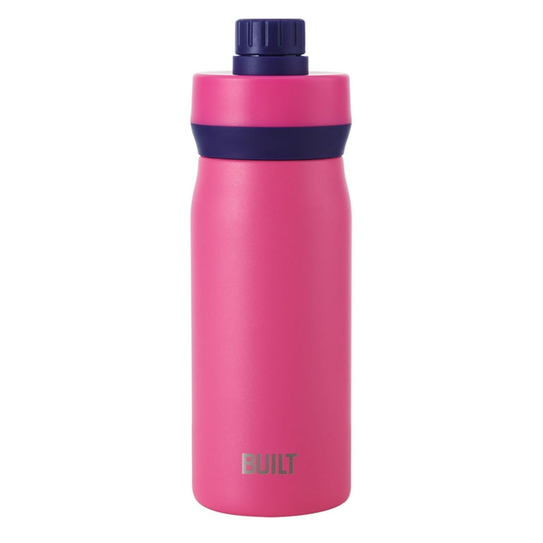 Built 16-Ounce Cascade Stainless Steel Water Bottle with Leakproof Chug  Lid, 16 fl oz, Pink