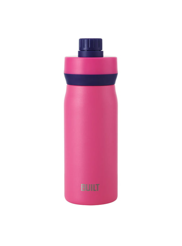Built 16-Ounce Cascade Stainless Steel Water Bottle with Leakproof Chug Lid, 16 fl oz, Pink