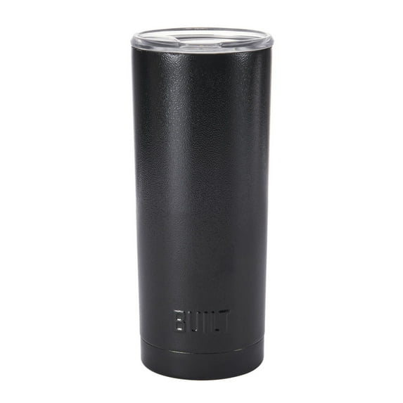 BUILT 20 oz Double-Wall Stainless Steel Tumbler Water Bottle, Black Hammered