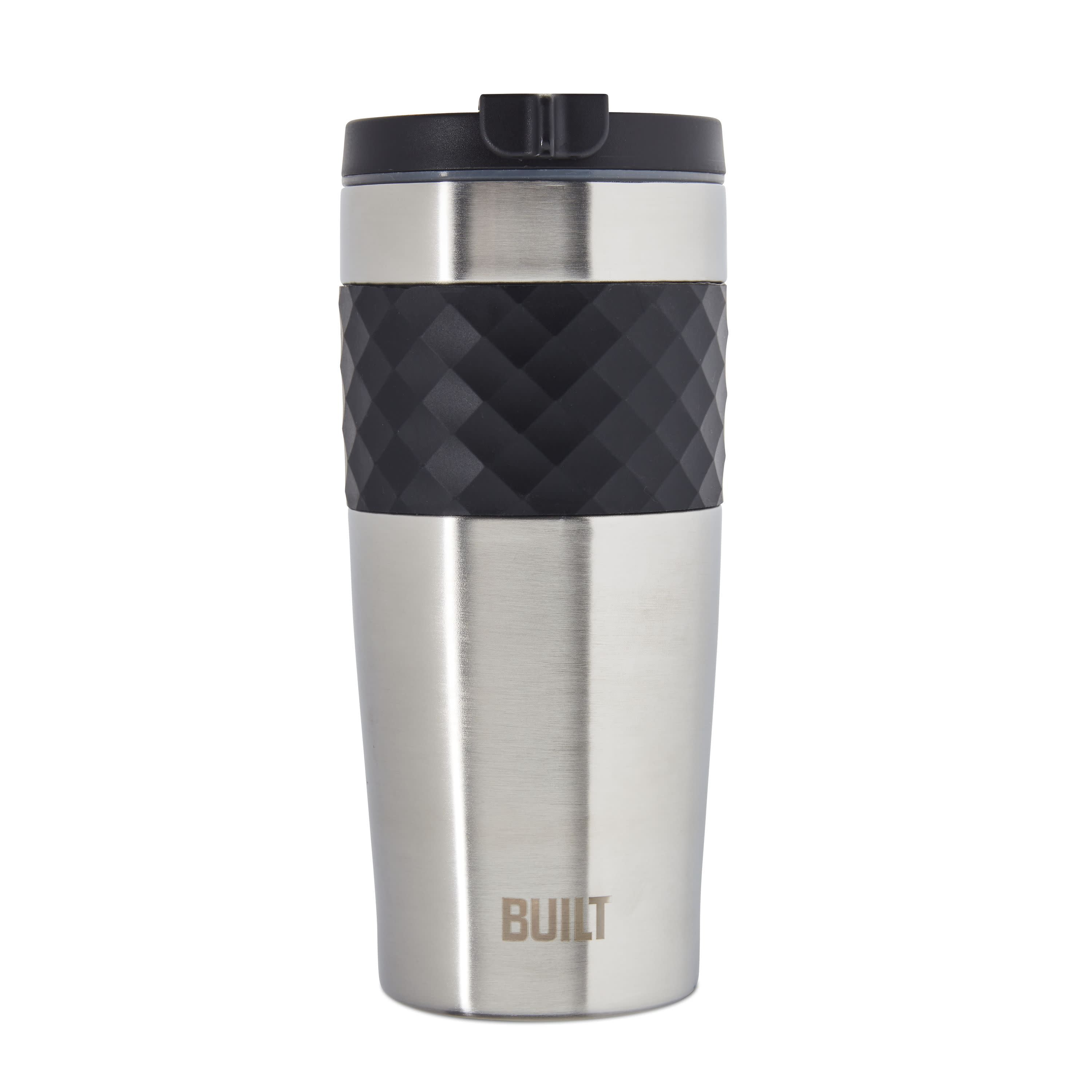 Built 20 Ounce Double Wall Vacuum Sealed Stainless Steel Coffee and Water Tumbler Easy to Clean Tritan Lid with Rotating Splash Guard, Storm Gray