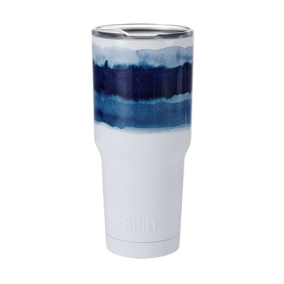 BUILT 30 oz Double-Wall Stainless Steel Tumbler Water Bottle, Water Color White