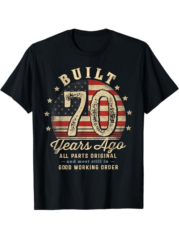 Built 70 Years Ago Funny 70th Birthday USA Flag Mens T-Shirt