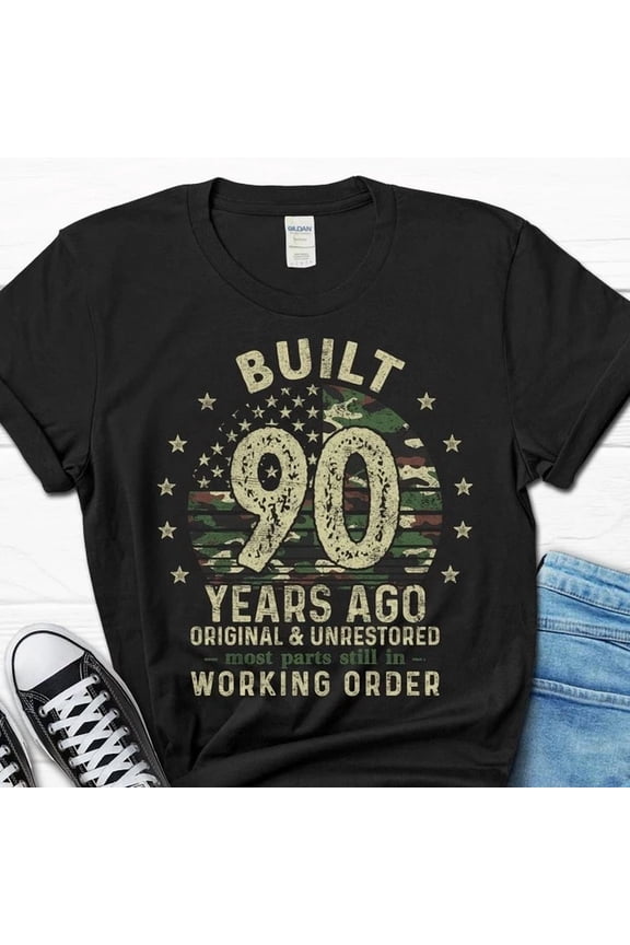Built 90 Years Ago 90Th 90 Year T-Shirt BLACK Unisex S-5XL Hot Trending Shirt, Vintage Birthday Gift