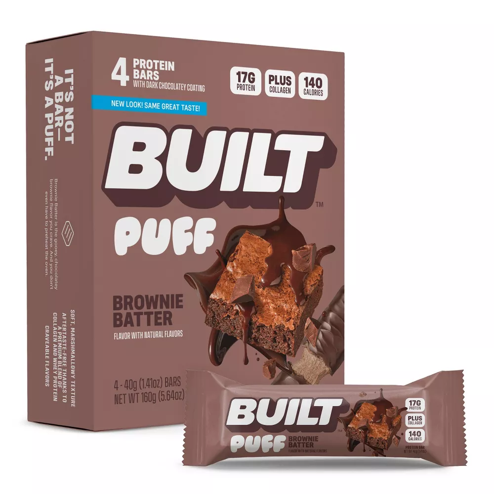 Built Bar Brownie Batter Puff Snack Bars - 5.64oz/4ct