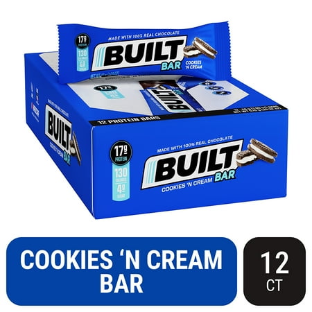 Built Bar Protein Bar, Cookies 'N Cream, Gluten Free, 12 Count