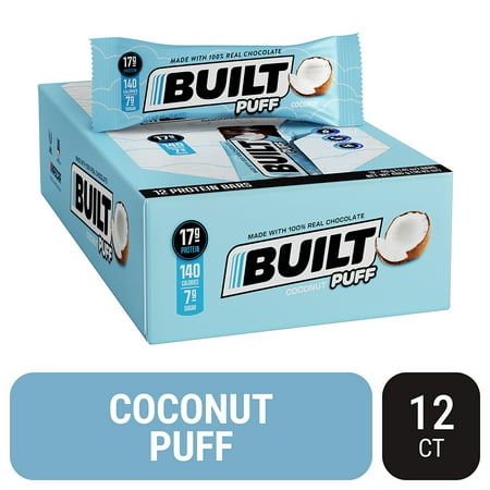 Built Bar Protein Bar, Gluten Free, Collagen, Coconut Marshmallow Puffs, 1.41oz Bars, 12 Count