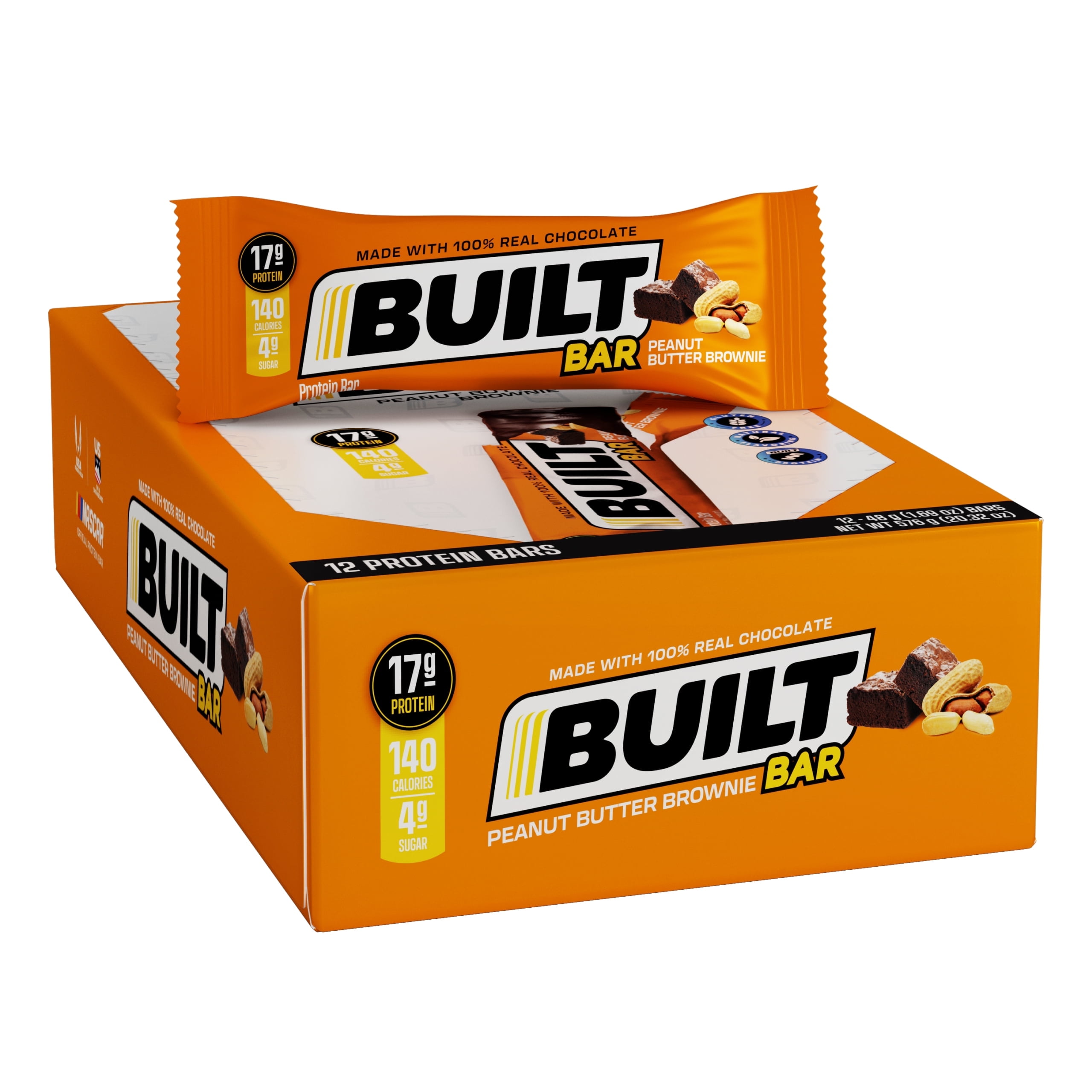 BUILT Bar Protein Bar with 17g High Protein, GlutenFree, Peanut Butter Bar 12 Count