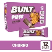 بارات الوجبات الخفيفة البروتينية BUILT Bar Puff، 17 جرام بروتين، Churro Puff، خالية من الغلوتين - 12 عبوة
