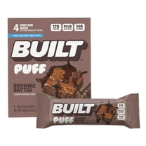 BUILT Puff Protein Bar, Brownie Batter, 17g Protein, Collagen, 140 calories, 4 count Box
