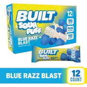 BUILT Bar Sour Puff Protein Bars, Blue Razz Blast, Gluten Free, Sour Candy Snacks - 12ct