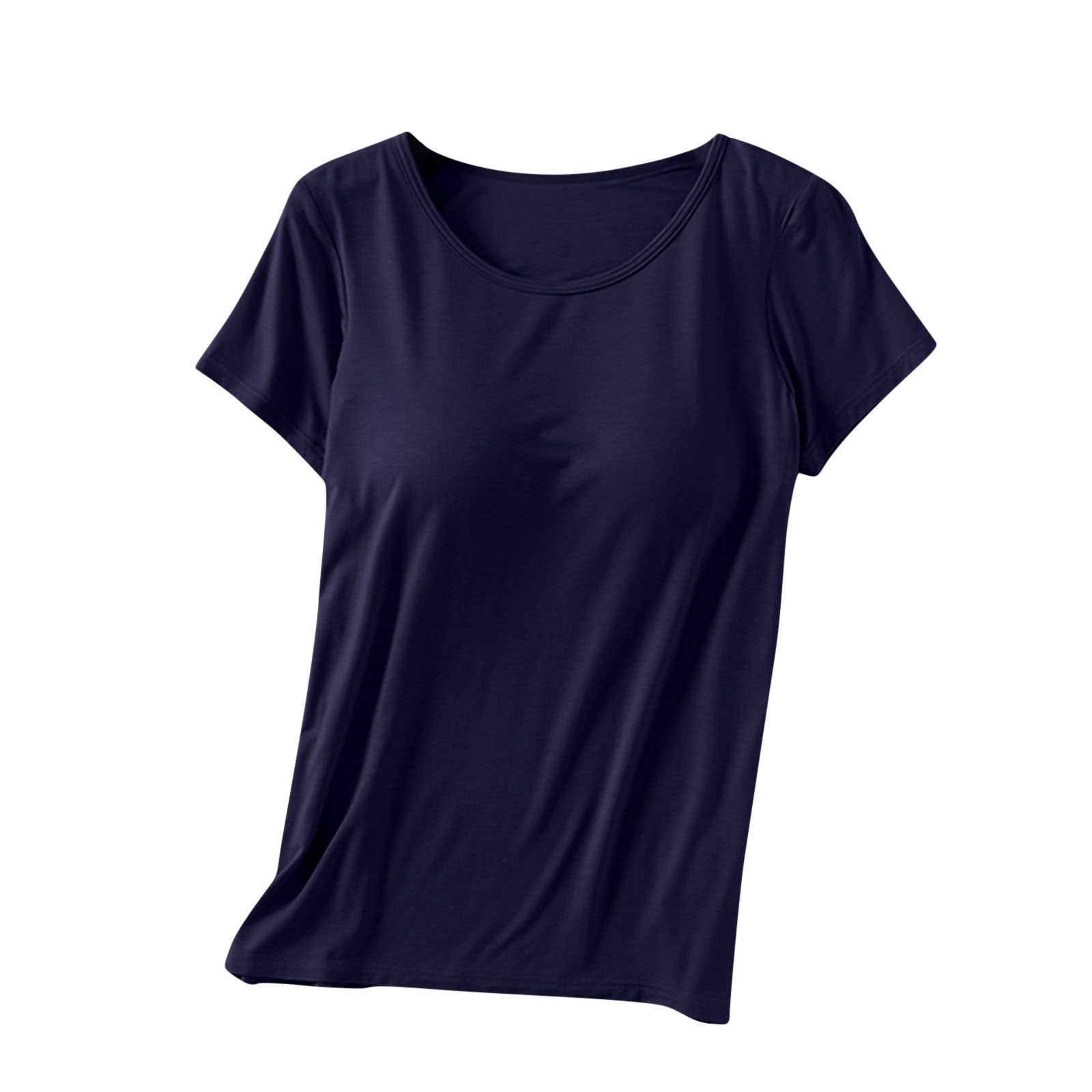 Built in Bra Tops for Women Summer Short Sleeve Cotton Tshirt Workout ...