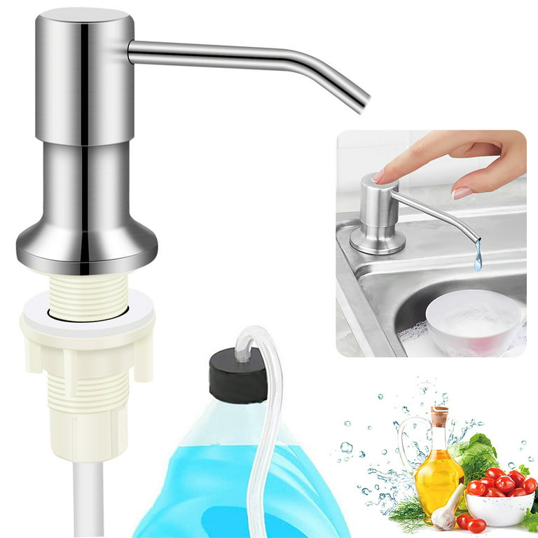 Dish Soap Dispenser for Kitchen Sink - Stainless Steel Pump and